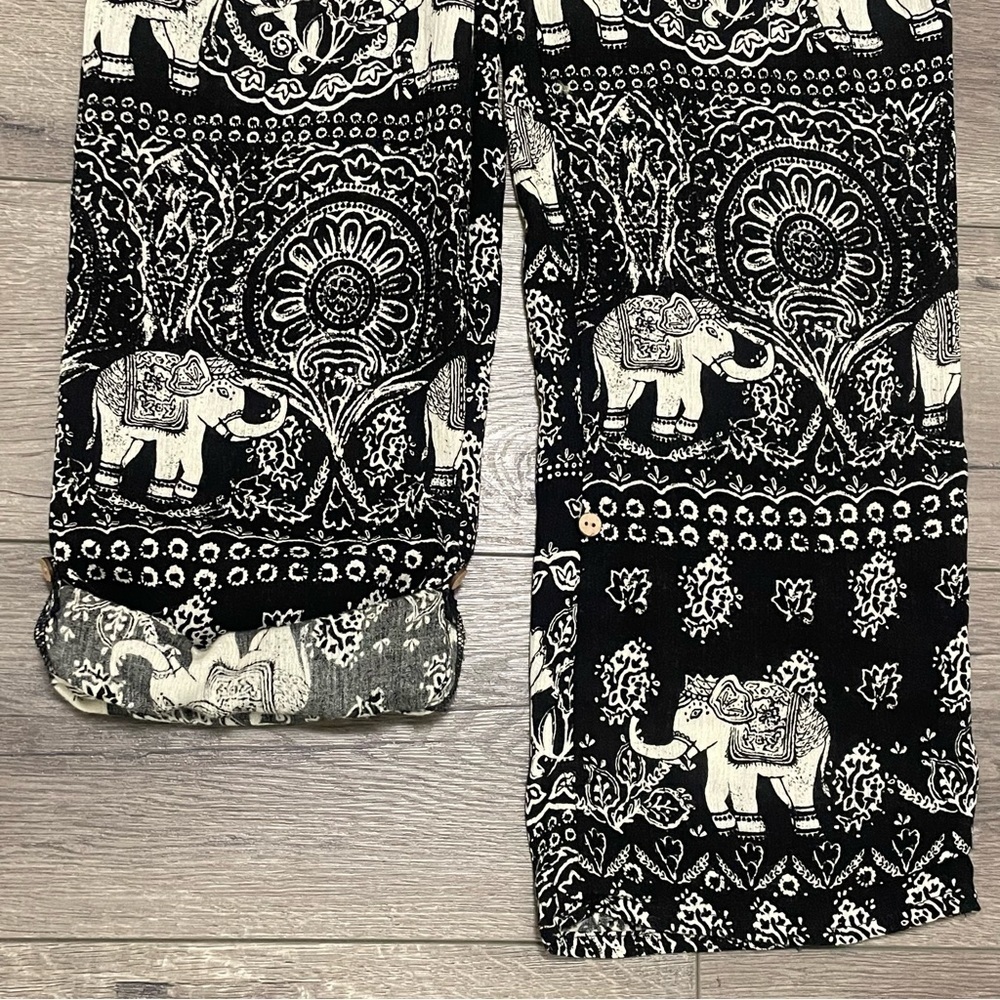 Anthropologie Lilka Jaipur Elephant Jumpsuit Black Ivory Sleeveless Sz XS - Picture 9 of 12